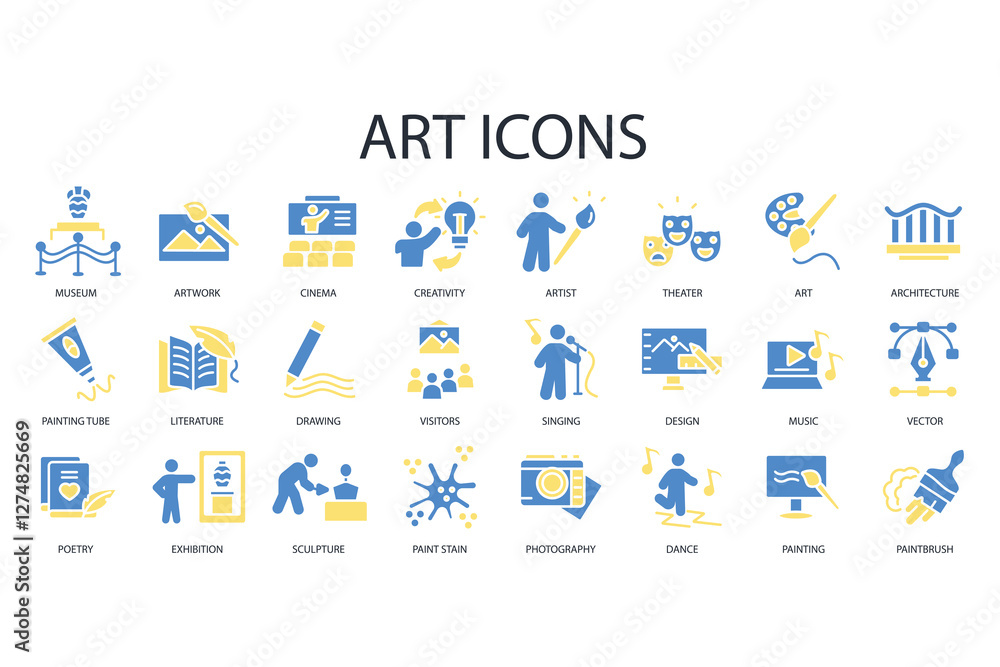 Aufkleber art icon set.vector.editable stroke.linear style sign for use web design,logo.symbol illustration.