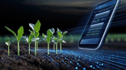 Innovative agriculture technology smart farming digital solutions farm fields close-up view sustainable growth monitoring