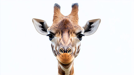 Giraffe collection (portrait, standing), animal bundle isolated on a white background.
