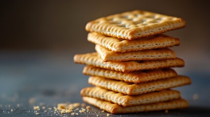 Stacked crackers, table, dark, food, snack