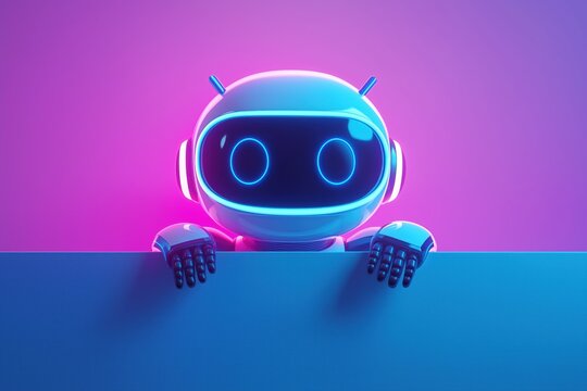 Neon Robot Holding Sign