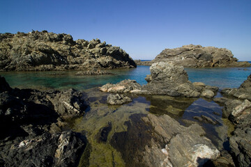 rocky coast of the sea, Isola dell'Asinara. Sassari, Sardinia, Italy