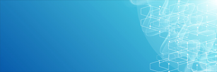 Abstract medical background DNA research, molecule, genetics, genome, DNA chain. Genetic analysis art concept with hexagons, waves, lines,