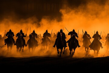 Combat Shadows in a Foggy Night: Silhouettes of Cavalry and Infantry Engaged