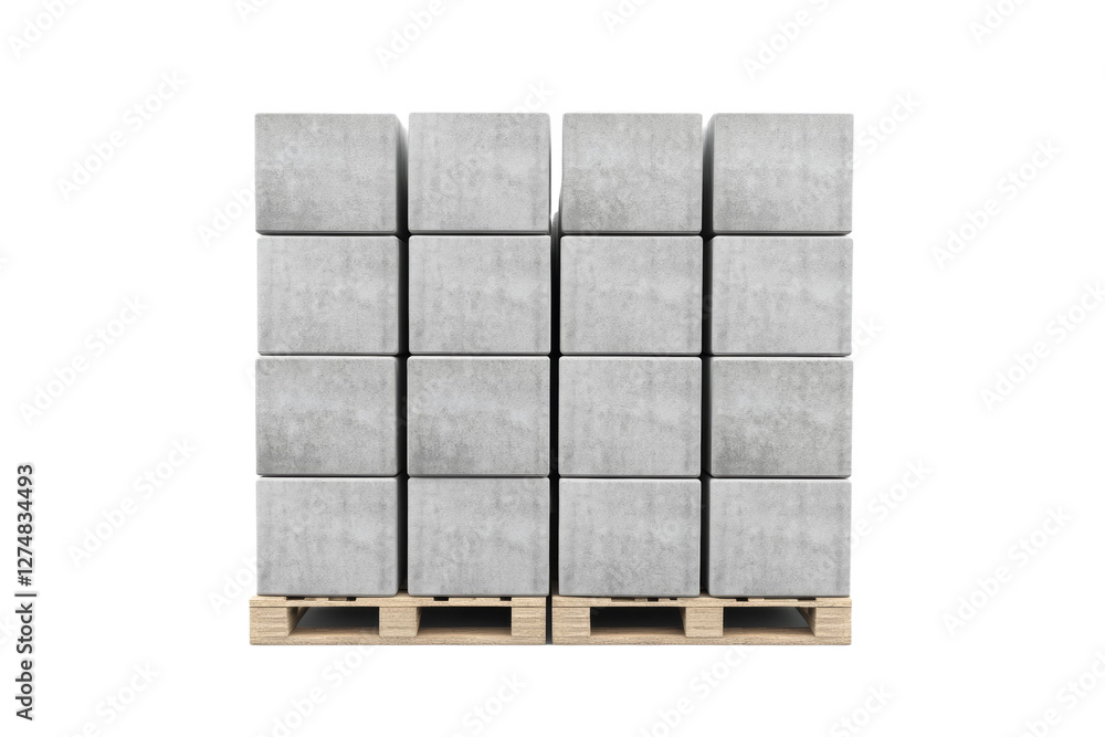 Poster stack of gray blocks on a pallet, isolated