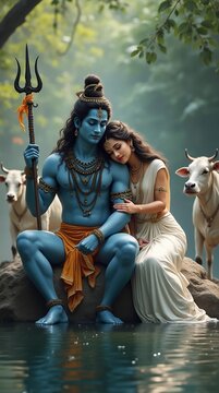 Divine Love: Lord Shiva and Goddess Parvati.