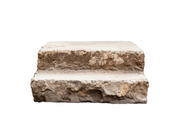 Stone step is shown on a white background, isolated