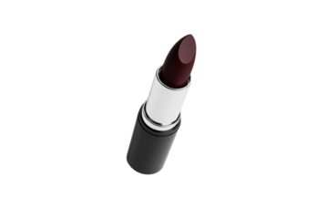 Close up of a lipstick with a silver and black color, isolated