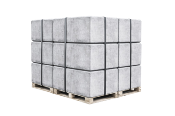 Stack of gray bricks with a black band around them, isolated
