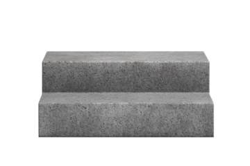 Gray concrete step with a white background, isolated