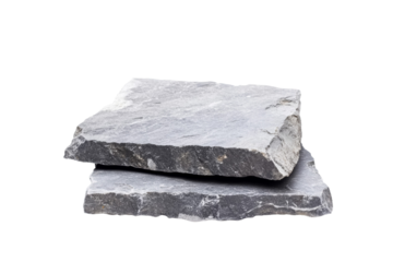 Two large rocks are stacked on top of each other, isolated