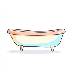 baby bathtub, a simple line drawing, flat design style, pastel colors, white background