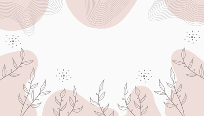 Design banner Spring background with tropical plants.