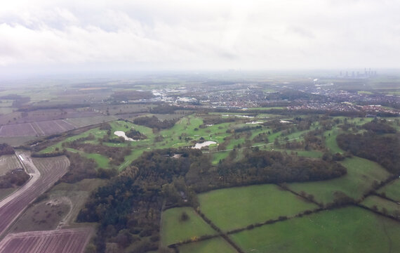 An Aerial View Of A Large Golf Course In The United Kingdom