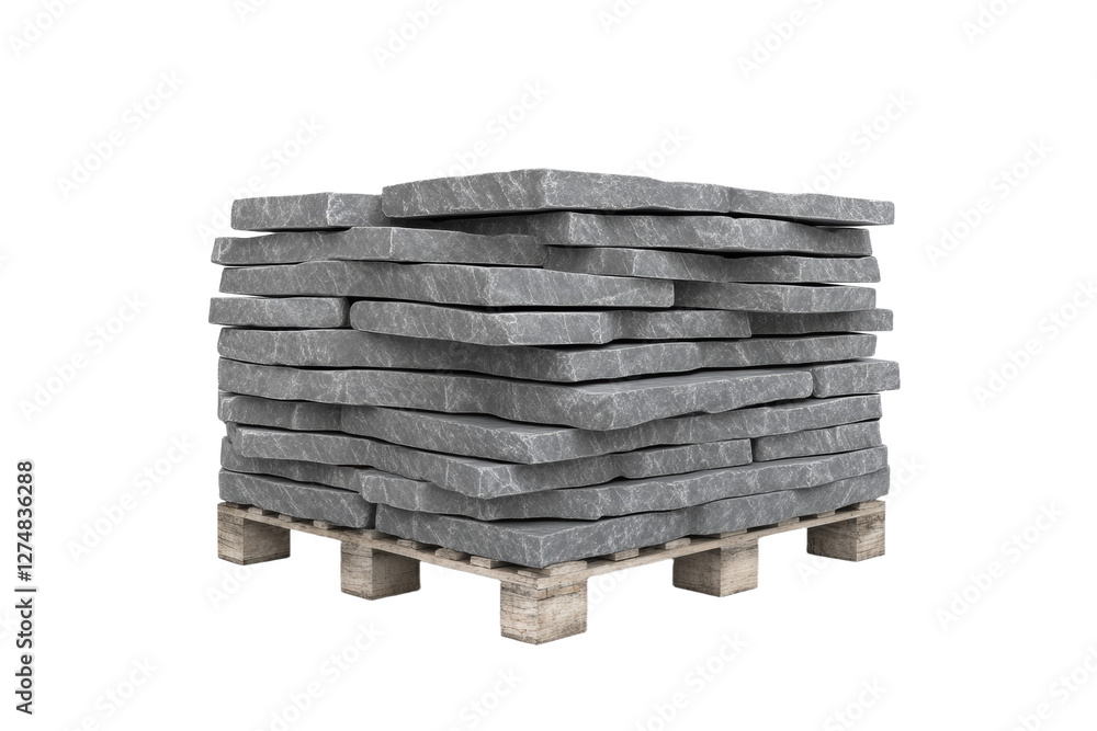 Poster stack of gray blocks on a pallet, isolated