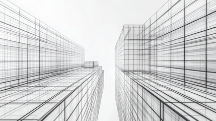 Fototapeta premium Abstract View of Modern High-Rise Building Structures from Below