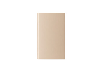 Fototapeta premium Tan book with a brown cover sits on a white background, isolated