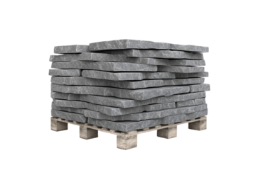 Stack of gray blocks on a pallet, isolated