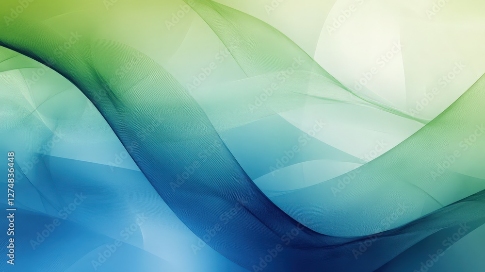 Poster elegant flowing abstract background with green and blue gradient waves