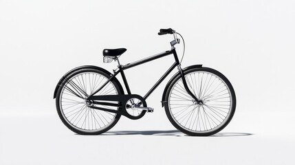 Fototapeta premium Classic Black Bicycle on White Background for Minimalist Design