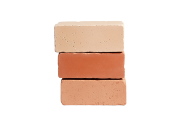 Three stacked bricks with a white background, isolated