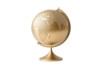 Gold globe with a stand on a white background, isolated