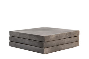 Three gray blocks stacked on top of each other, isolated