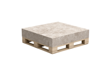 Wooden pallet with a white tile on top, isolated