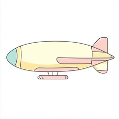 blimp, a simple line drawing, flat design style, pastel colors, white background