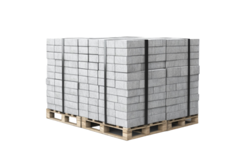 Stack of gray bricks with a black band around them, isolated
