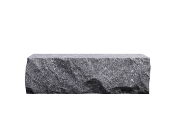 Large grey rock sits on a white background, isolated