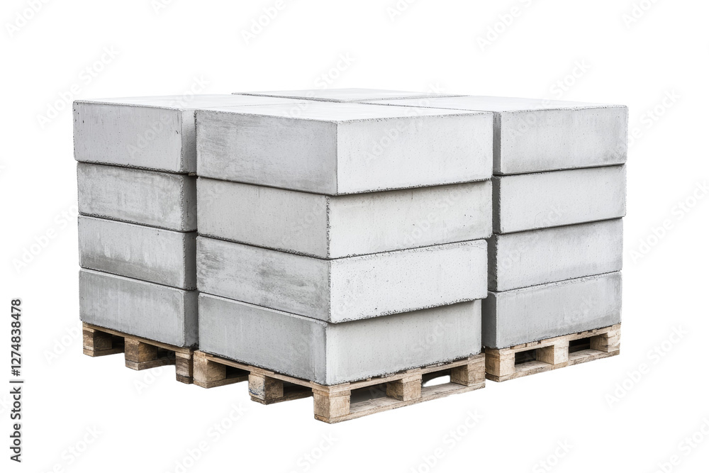 Poster stack of gray blocks on a pallet, isolated