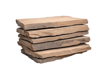 Stack of brown rocks on a white background, isolated