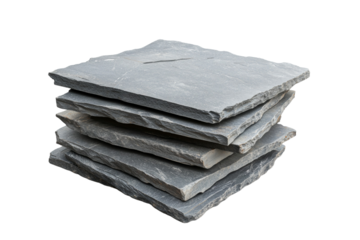 Stack of gray stones on a white background, isolated