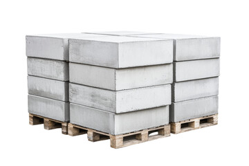 Stack of gray blocks on a pallet, isolated