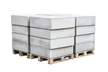 Stack of gray blocks on a pallet, isolated