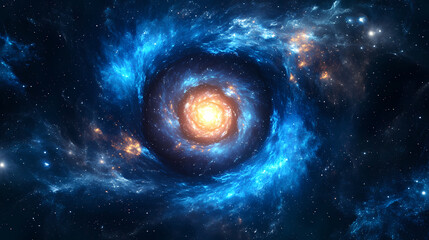Obraz premium Cosmic spiral with glowing central star on deep space background. Magnetic Light Resonance. Illustration