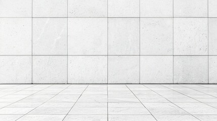 Fototapeta premium White tiled wall, floor background. Modern design