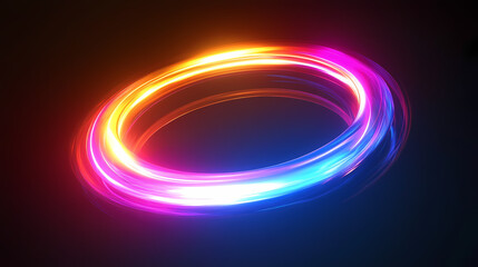 Naklejka premium Luminous, vibrant, circular ring with multiple colors and a subtle halo effect. Magnetic Light Resonance. Illustration