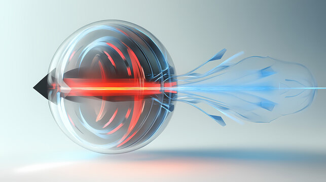 Of spintronics arrow rotating around sphere with counterclockwise motion and magnetic field lines , spintronics. Magnetic Light Resonance. Illustration