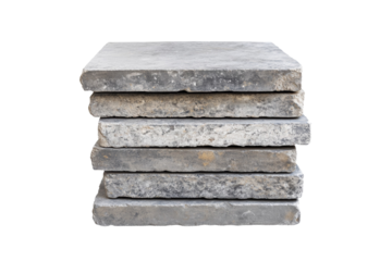 Stack of gray stones on a white background, isolated