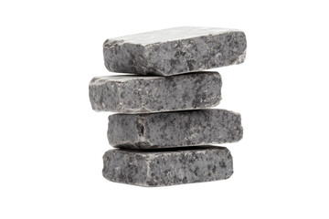 Stack of gray stones on a white background, isolated