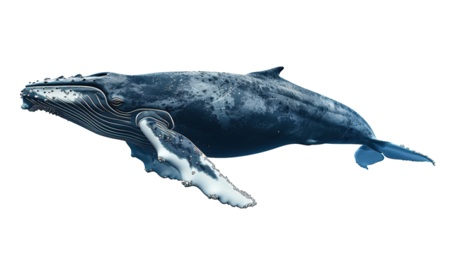 Big Whale Illustration Isolated on PNG Transparent Background. Animal, Sea, Fish, Mammal
 - Powered by Adobe