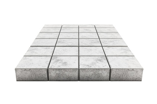 White tiled floor with gray bricks, isolated