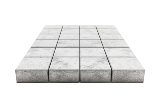 White tiled floor with gray bricks, isolated