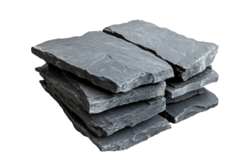Stack of gray stones on a white background, isolated