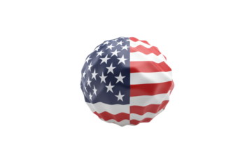 Red, white, and blue American flag is shown in a close up, isolated