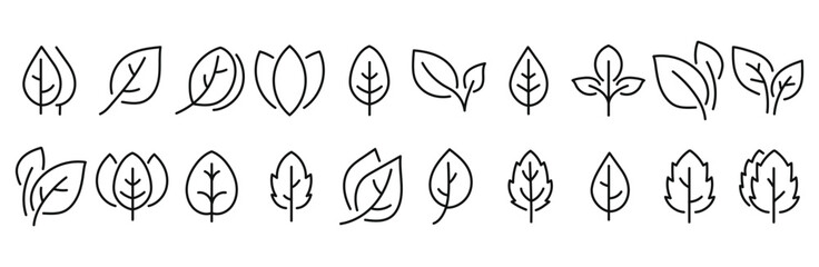 Minimalist Leaf Line Icons Set