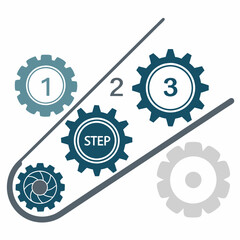Gears with Thin Line Circle and Icons for Presentation Chart