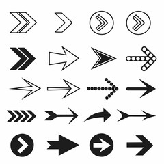 set of black arrows and directions and signals
